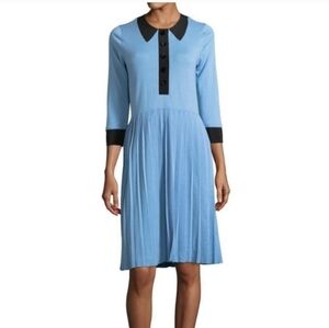 Marc by Marc Jacobs Women's Knit Pleated 3/4 Length Sleeves Blue Grey Large